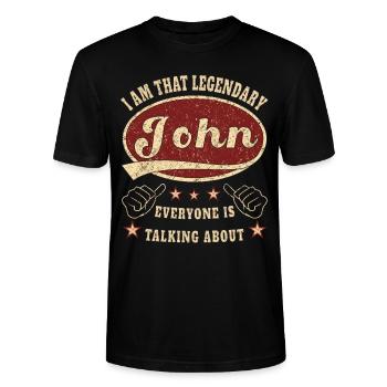 John i am that legendary John - Stanley/Stella Unisex Bio-T-Shirt CRAFTER - Schwarz - Vorne - Alina (178cm) & Michal (187cm)