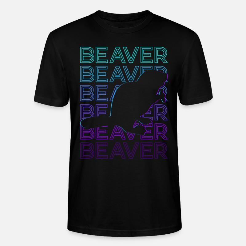 Biber Retro Geschenk - Stanley/Stella Unisex Bio-T-Shirt CRAFTER - Schwarz