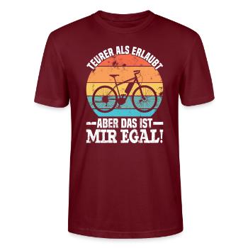 E-Bike Teurer Als Erlaubt - Stanley/Stella Unisex Bio-T-Shirt CRAFTER - Burgunderrot - Vorne - Alina (178cm) & Michal (187cm)
