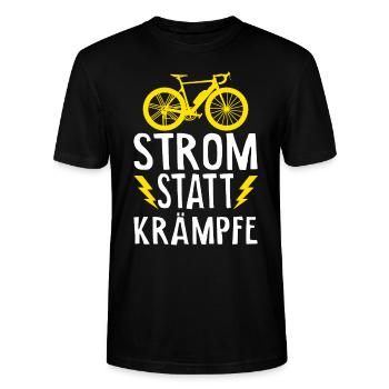 E-Bike Elektrofahrrad E-Biker - Stanley/Stella Unisex Bio-T-Shirt CRAFTER - Schwarz - Vorne - Alina (178cm) & Michal (187cm)