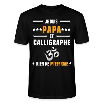 papa calligraphe rien ne m'effraie calligraphie - T-shirt bio CRAFTER Stanley Stella Unisexe - noir - Devant - Alina (178cm) & Michal (187cm)