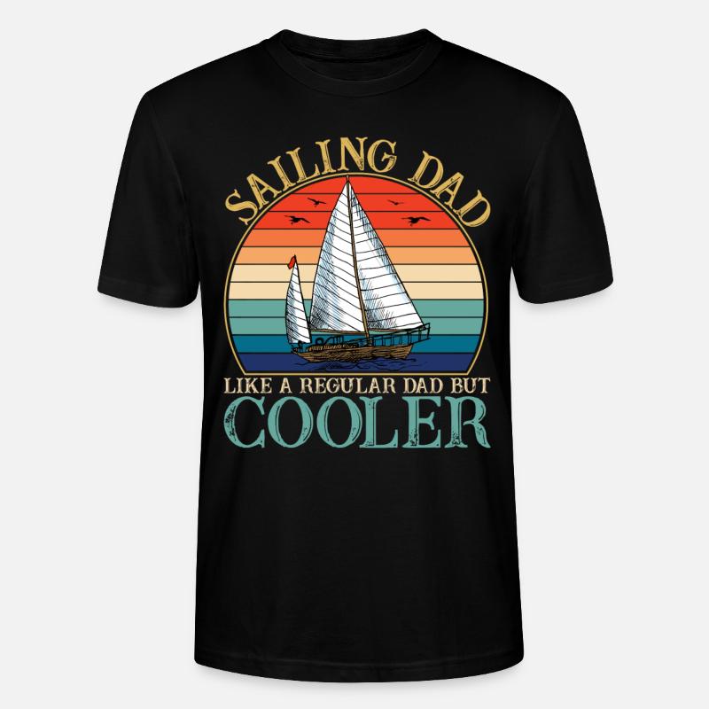 Sailing Dad Retro Sunset - Stanley/Stella Unisex Bio-T-Shirt CRAFTER - Schwarz