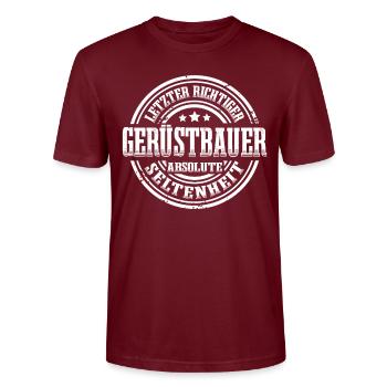Gerüstbauer Absolute Seltenheit - Stanley/Stella Unisex Bio-T-Shirt CRAFTER - Burgunderrot - Vorne - Alina (178cm) & Michal (187cm)