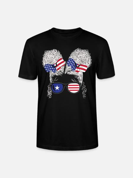 Patriotic Lady July 4 - Stanley/Stella CRAFTER Unisex Organic T-Shirt - black