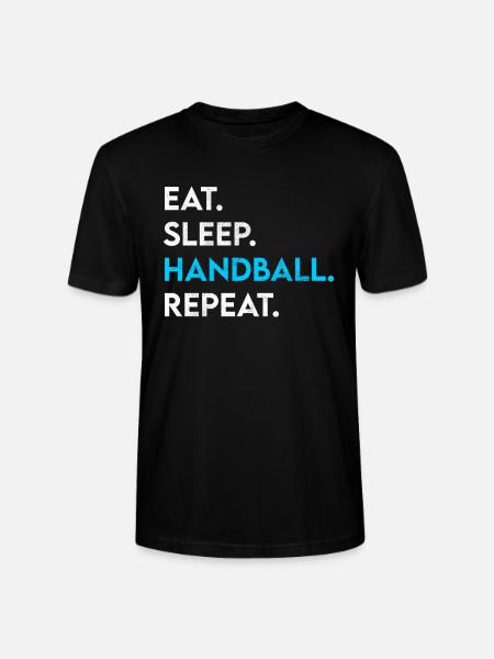 eat sleep handball repeat - Stanley/Stella Unisex Bio-T-Shirt CRAFTER - Schwarz