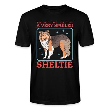 Sheltie Dad | Shetland Sheepdog Hunde Geschenk - Stanley/Stella Unisex Bio-T-Shirt CRAFTER - Schwarz - Vorne - Alina (178cm) & Michal (187cm)