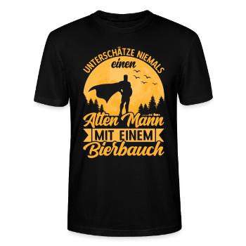 Bier Bierbauch Biertrinker Bierliebhaber Spruch - Stanley/Stella Unisex Bio-T-Shirt CRAFTER - Schwarz - Vorne - Alina (178cm) & Michal (187cm)