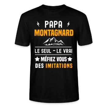 papa montagnard le seul le vrai papa montagne - T-shirt bio CRAFTER Stanley Stella Unisexe - noir - Devant - Alina (178cm) & Michal (187cm)
