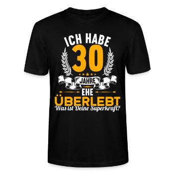 Ich habe 30 Jahre Ehe überlebt 30.Hochzeitstag - Stanley/Stella Unisex Bio-T-Shirt CRAFTER - Schwarz - Vorne - Alina (178cm) & Michal (187cm)