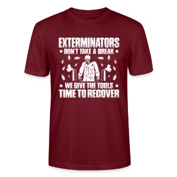 Schädlingsbekämpfer Kammerjäger Exterminator - Stanley/Stella Unisex Bio-T-Shirt CRAFTER - Burgunderrot - Vorne - Alina (178cm) & Michal (187cm)
