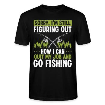 Fiskare Hur jag kan sluta mitt jobb Funny Fisher - Ekologisk T-shirt CRAFTER unisex från Stanley/Stella - svart - Fram - Alina (178cm) & Michal (187cm)