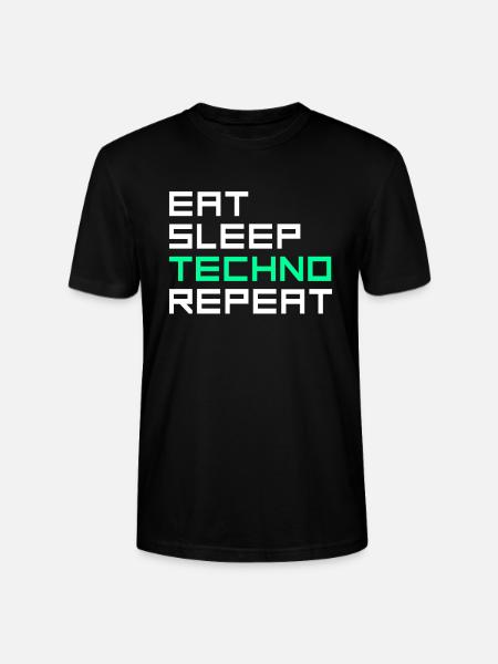 eat sleep techno repeat - Stanley/Stella Unisex Bio-T-Shirt CRAFTER - Schwarz