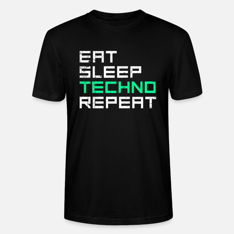 eat sleep techno repeat - Stanley/Stella Unisex Bio-T-Shirt CRAFTER - Schwarz