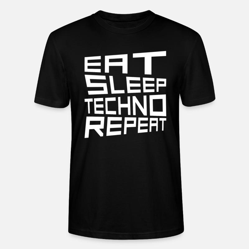 eat sleep techno repeat - Stanley/Stella Unisex Bio-T-Shirt CRAFTER - Schwarz