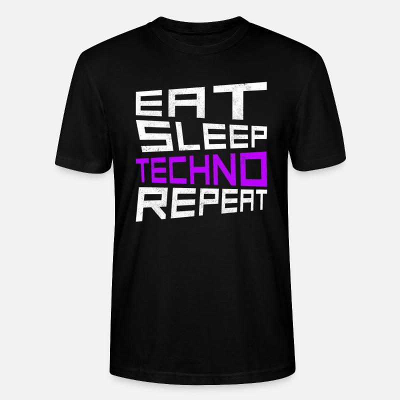 eat sleep techno repeat - Stanley/Stella Unisex Bio-T-Shirt CRAFTER - Schwarz