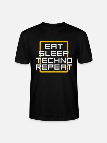 eat sleep techno repeat - Stanley/Stella Unisex Bio-T-Shirt CRAFTER - Schwarz