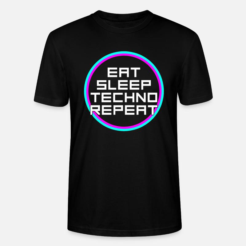 eat sleep techno repeat - Stanley/Stella Unisex Bio-T-Shirt CRAFTER - Schwarz