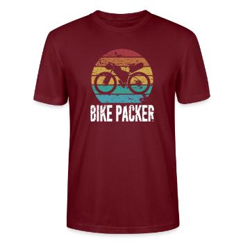 Bikepacking Bike Cycling Adventure Gift - Stanley/Stella CRAFTER Unisex Organic T-Shirt - burgundy - Front - Alina (178cm) & Michal (187cm)