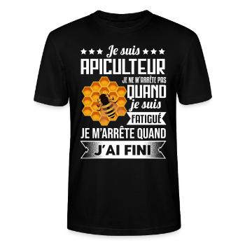 Apiculteur Idée Cadeau Abeille Humour Apiculture - T-shirt bio CRAFTER Stanley Stella Unisexe - noir - Devant - Alina (178cm) & Michal (187cm)