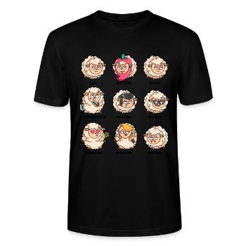 Word game sheep unschaf flock of sheep funny sheep - Stanley/Stella CRAFTER Unisex Organic T-Shirt - black - Front - Alina (178cm) & Michal (187cm)