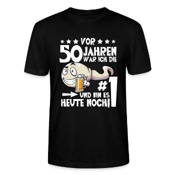 Vor 50 Jahren 50. Geburtstag - Stanley/Stella Unisex Bio-T-Shirt CRAFTER - Schwarz - Vorne - Alina (178cm) & Michal (187cm)