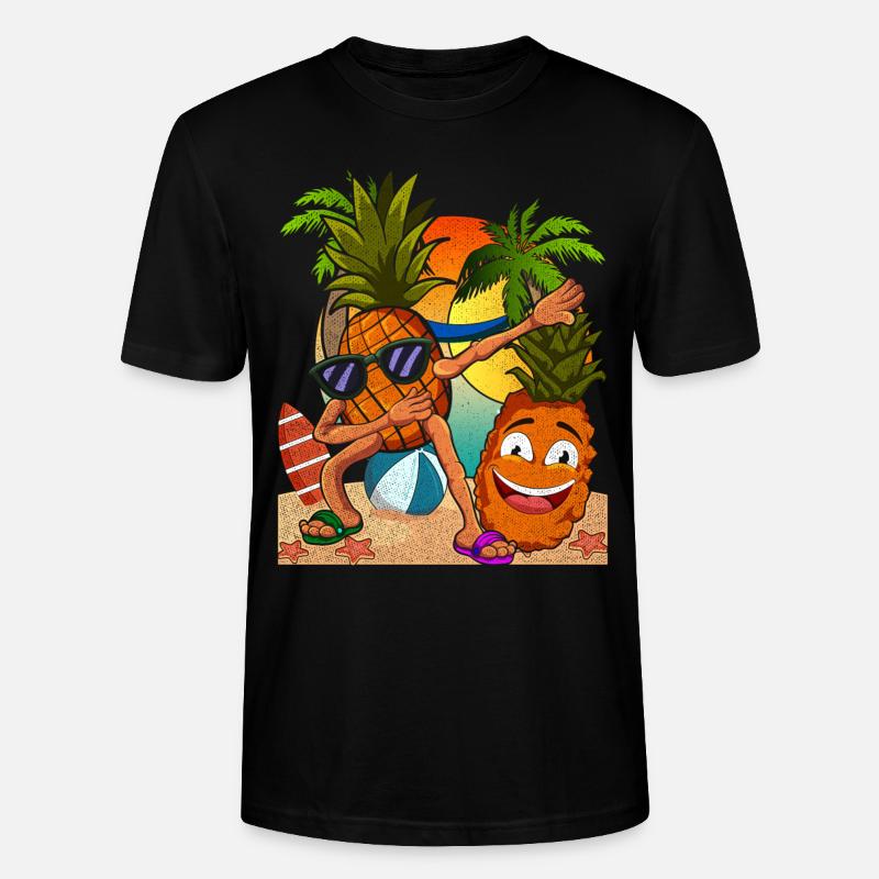 Summer Fruit Tropical Fruit Pineapple - Stanley/Stella CRAFTER Unisex Organic T-Shirt - black