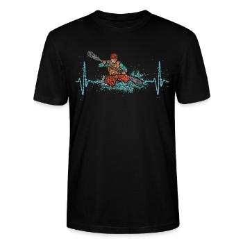 Kayak Kajak Kanufahren Wildwasser Herzschlag - Stanley/Stella Unisex Bio-T-Shirt CRAFTER - Schwarz - Vorne - Alina (178cm) & Michal (187cm)