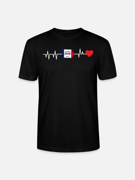 Iowa heartbeat gift - Stanley/Stella CRAFTER Unisex Organic T-Shirt - black