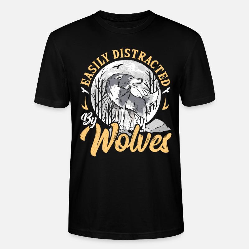 Easily Distracted By Wolves Wolf - Stanley/Stella Unisex Bio-T-Shirt CRAFTER - Schwarz