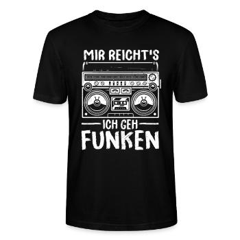 Mir reichts ich geh Funken - Funker Geschenk - Stanley/Stella Unisex Bio-T-Shirt CRAFTER - Schwarz - Vorne - Alina (178cm) & Michal (187cm)