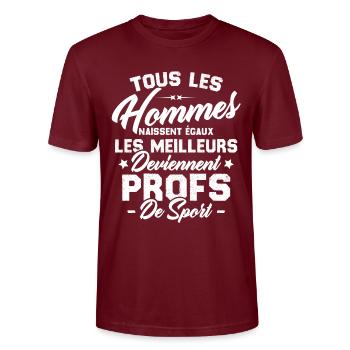 Les meilleurs hommes deviennent profs de sport - T-shirt bio CRAFTER Stanley Stella Unisexe - bordeaux - Devant - Alina (178cm) & Michal (187cm)