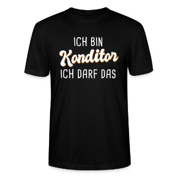 Konditor - Stanley/Stella Unisex Bio-T-Shirt CRAFTER - Schwarz - Vorne - Alina (178cm) & Michal (187cm)