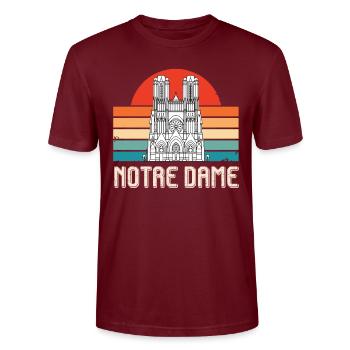 Cathédrale Notre-Dame de Paris France - T-shirt bio CRAFTER Stanley Stella Unisexe - bordeaux - Devant - Alina (178cm) & Michal (187cm)