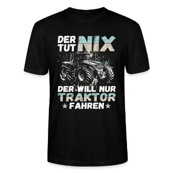 Der tut nix der will nur Traktor fahren Landwirt - Stanley/Stella Unisex Bio-T-Shirt CRAFTER - Schwarz - Vorne - Alina (178cm) & Michal (187cm)