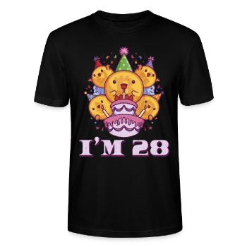 Age 28 Year Old Birth Born Cryptocurrency Money - Stanley/Stella CRAFTER Unisex Organic T-Shirt - black - Front - Alina (178cm) & Michal (187cm)