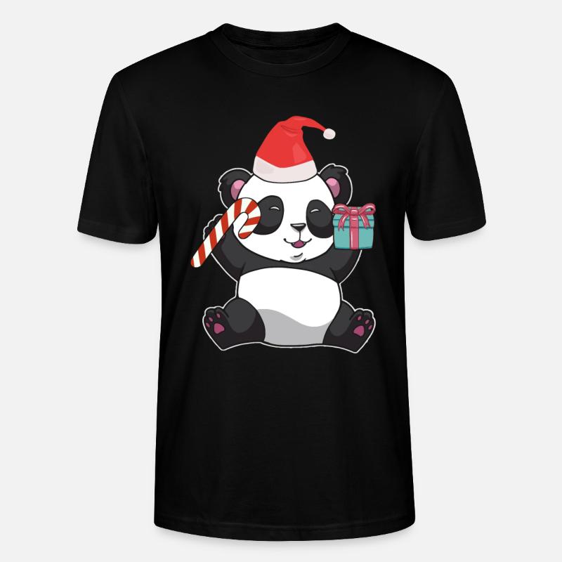 Weihnachten Panda - Stanley/Stella Unisex Bio-T-Shirt CRAFTER - Schwarz