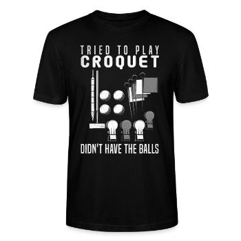 Croquet Player Croquet Play Croquet Gift - Stanley/Stella CRAFTER Unisex Organic T-Shirt - black - Front - Alina (178cm) & Michal (187cm)