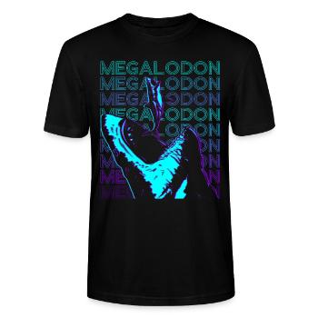 Megalodon-Hai Retro - Stanley/Stella Unisex Bio-T-Shirt CRAFTER - Schwarz - Vorne - Alina (178cm) & Michal (187cm)