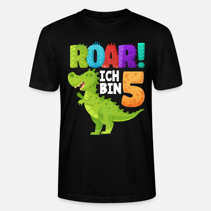 Ich Bin 5 Dinosaurier 5. Geburtstag Jungs Geschenk - Stanley/Stella Unisex Bio-T-Shirt CRAFTER - Schwarz