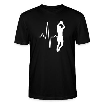 Basketball Herzschlag - Stanley/Stella Unisex Bio-T-Shirt CRAFTER - Schwarz - Vorne - Alina (178cm) & Michal (187cm)