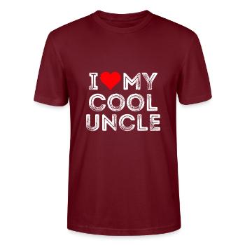 I Love my cool uncle - Stanley/Stella CRAFTER Unisex Organic T-Shirt - burgundy - Front - Alina (178cm) & Michal (187cm)