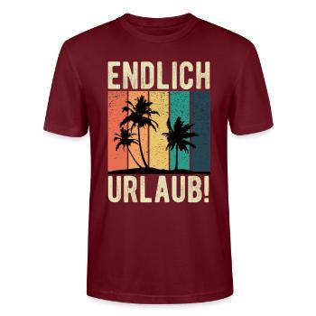 Palmen Palme Urlaub Spruch - Stanley/Stella Unisex Bio-T-Shirt CRAFTER - Burgunderrot - Vorne - Alina (178cm) & Michal (187cm)