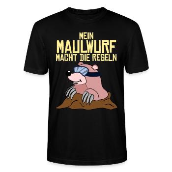 Maulwurf Maulwurfshügel Mole Maulwürfe - Stanley/Stella Unisex Bio-T-Shirt CRAFTER - Schwarz - Vorne - Alina (178cm) & Michal (187cm)