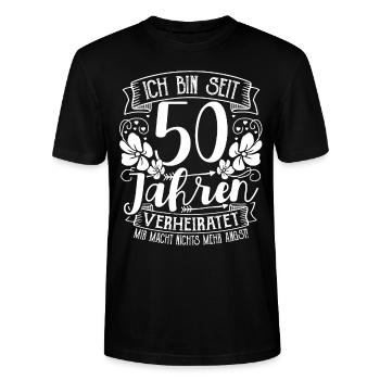 Goldene Hochzeit 50 Jahre Verheiratet Hochzeitstag - Stanley/Stella Unisex Bio-T-Shirt CRAFTER - Schwarz - Vorne - Alina (178cm) & Michal (187cm)