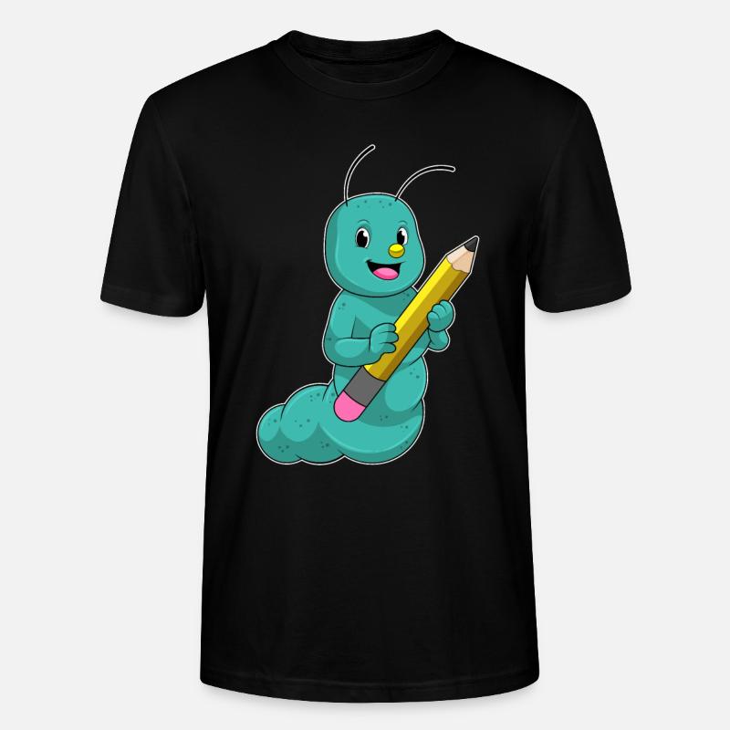 Raupe mit Bleistift - Stanley/Stella Unisex Bio-T-Shirt CRAFTER - Schwarz