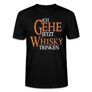 Ich gehe jetzt Whisky trinken - Whiskey Trinker - Stanley/Stella Unisex Bio-T-Shirt CRAFTER - Schwarz - Vorne - Alina (178cm) & Michal (187cm)