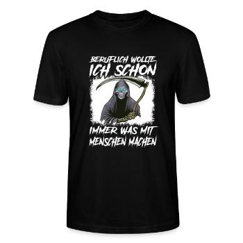 Ich Wollte Schon Immer Was Mit Menschen Machen - Stanley/Stella Unisex Bio-T-Shirt CRAFTER - Schwarz - Vorne - Alina (178cm) & Michal (187cm)