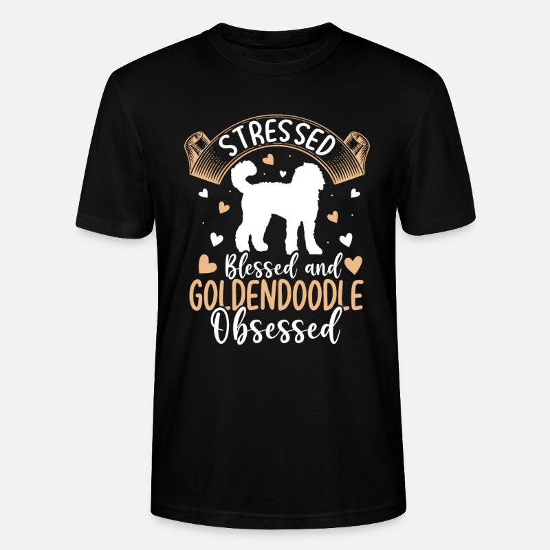Blessed Goldendoodle Possessed Funny - Stanley/Stella CRAFTER Unisex Organic T-Shirt - black