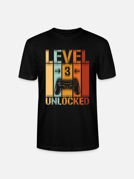 3rd Birthday Level 3 unlocked - Stanley/Stella CRAFTER Unisex Organic T-Shirt - black