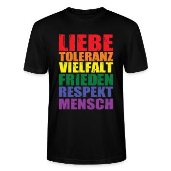 Liebe Toleranz Vielfalt Frieden Respekt Mensch - Stanley/Stella Unisex Bio-T-Shirt CRAFTER - Schwarz - Vorne - Alina (178cm) & Michal (187cm)